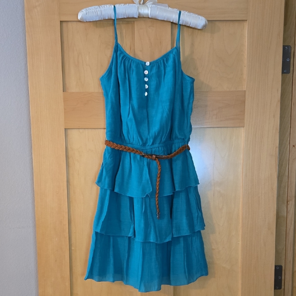 Lily Rose Blue Sleeveless Tiered Sundress